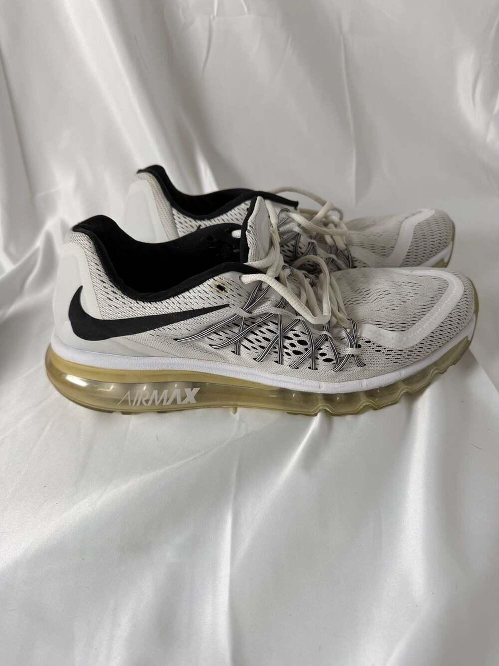 Nike Air Max 2015 Running Athletic Shoes White Black 698903-101 Size 11